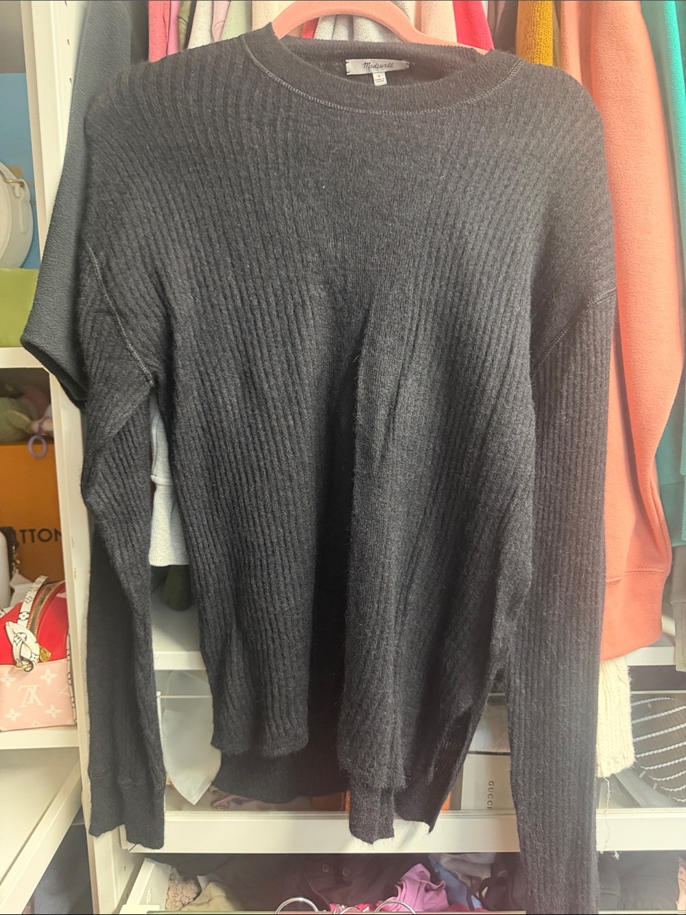 Madewell Black Ribbed Knit Sweater